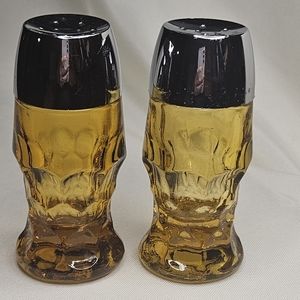 Vintage amber salt and pepper shakers